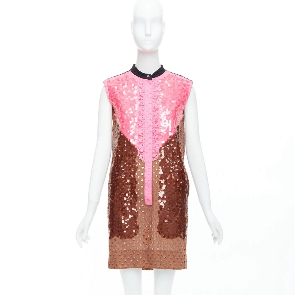 Louis Vuitton Sequin Color Block Mini Dress